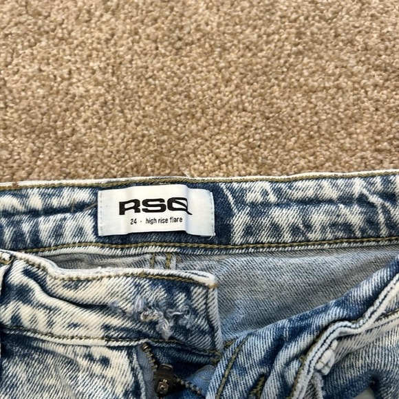 Light Wash Flared Denim Jeans Vintage 24x30 Y2K Stacked Baggy - Picture 4 of 7